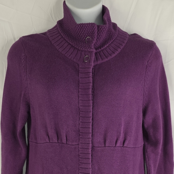 Athleta Cashmere Blend Snap Front Mid-Length Cardigan Purple Size XL F-3313 - Picture 2 of 11